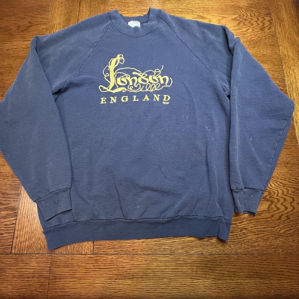 Vintage London England Thrashed Screen Stars Sweatshirt Mens XL Crewneck Sweater